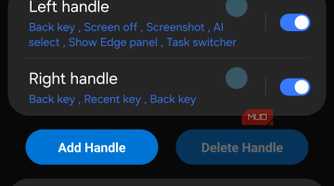 One Hand Operation + settings screen on Samsung phone