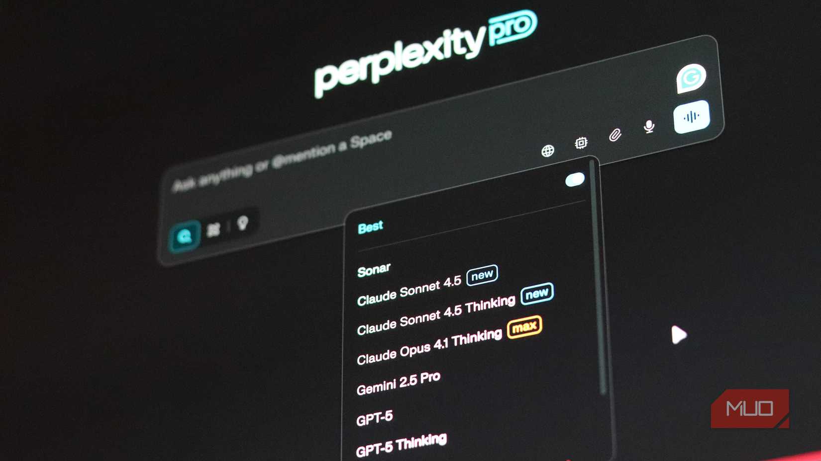 List of AI models accessible in Perplexity. 