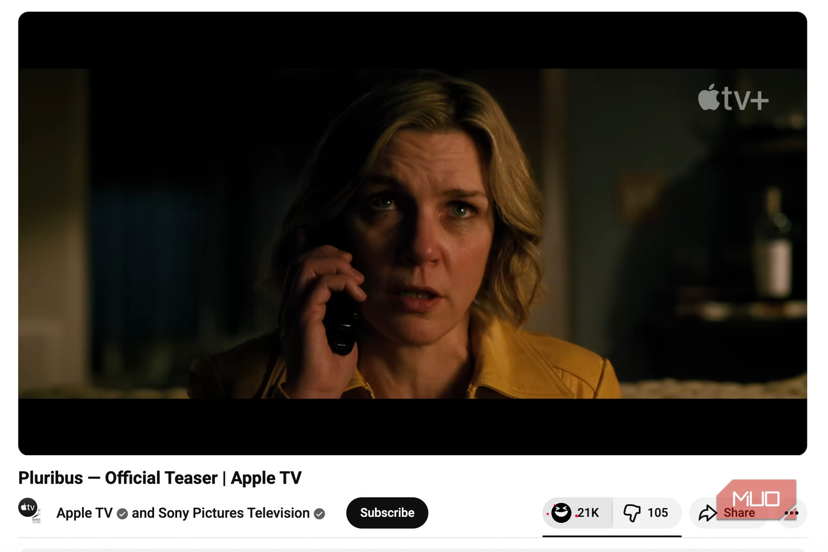 The like button on the Pluribus trailer on YouTube turns into a smiley face