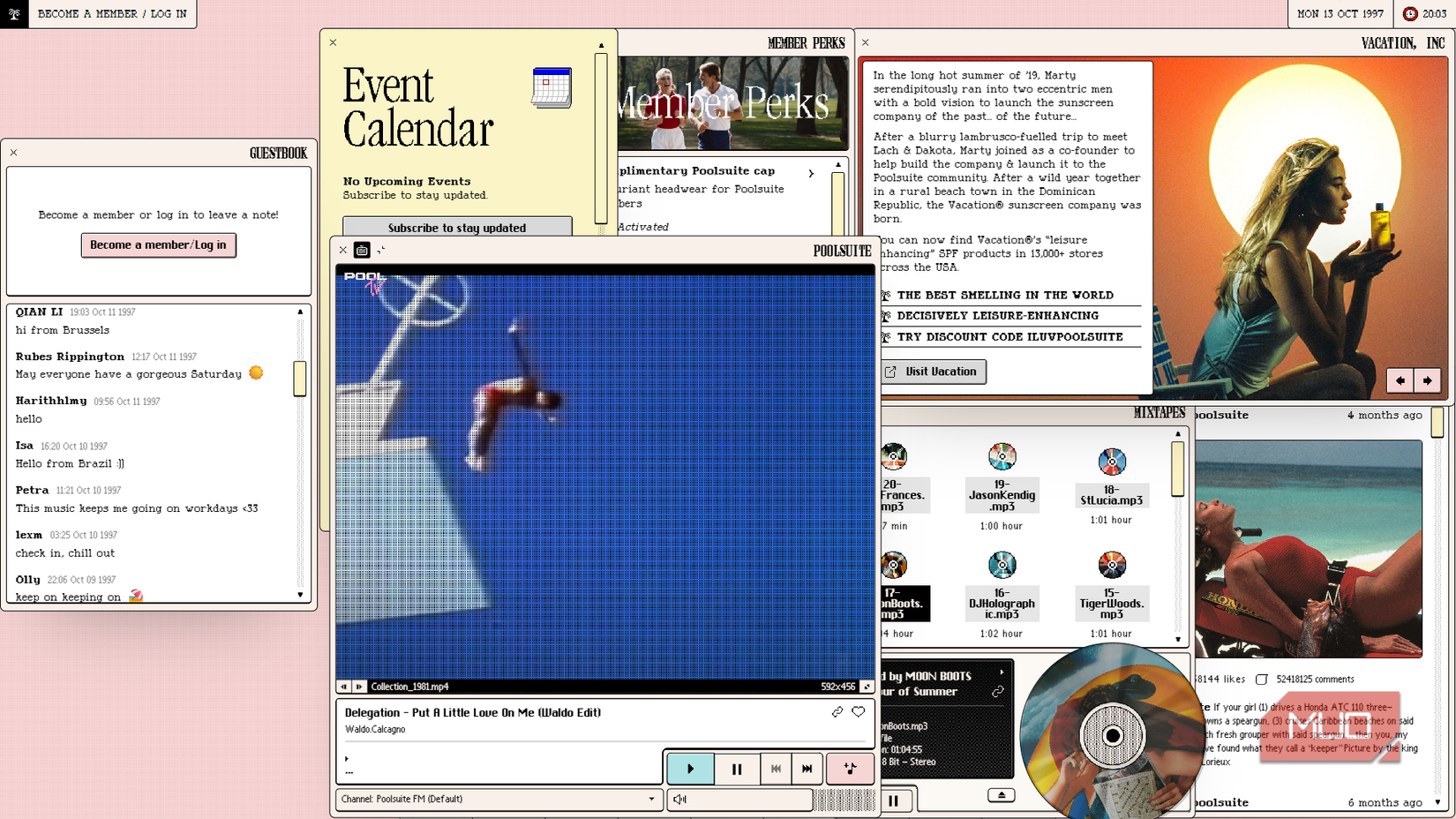 Poolsuite website with its vintage-style computer interface.
