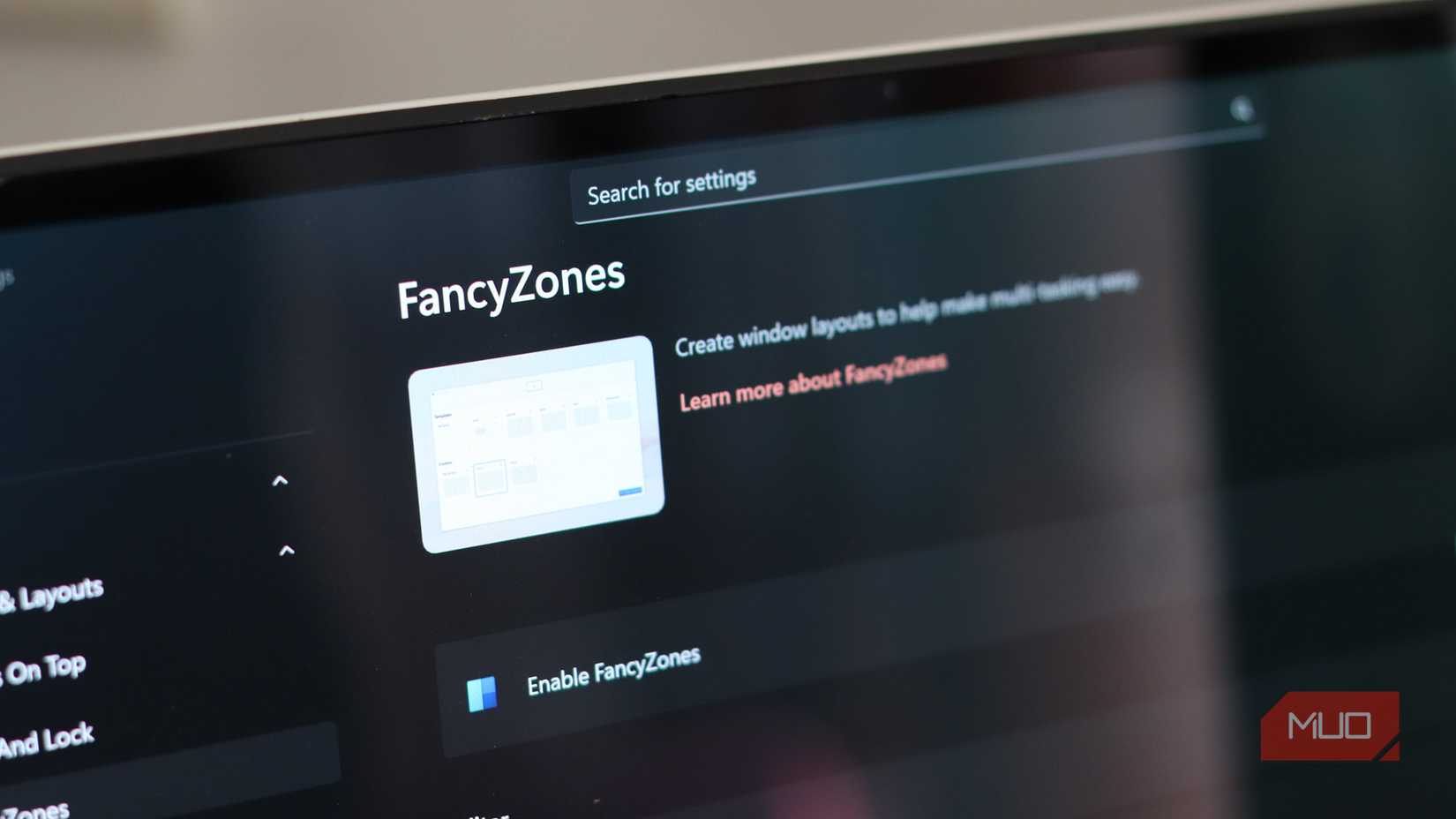 FancyZones settings in Windows PowerToys. 