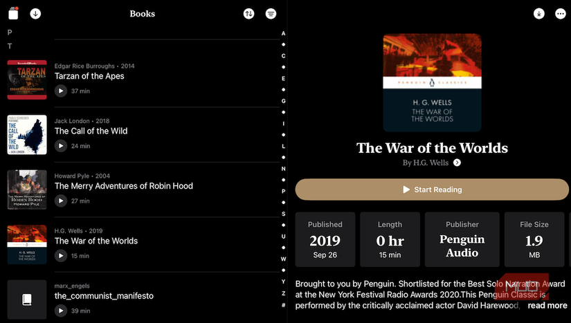 The Prologue interface in dark mode.