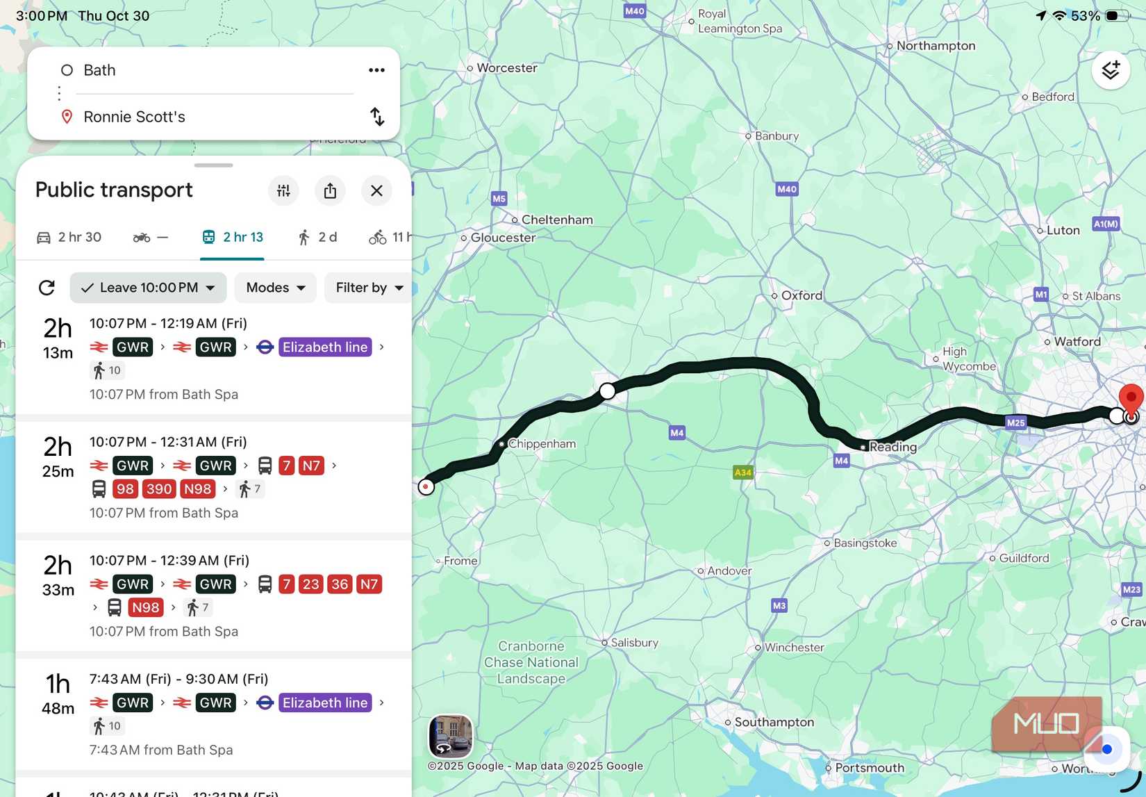 Google Maps predicts the public transport arrival time.