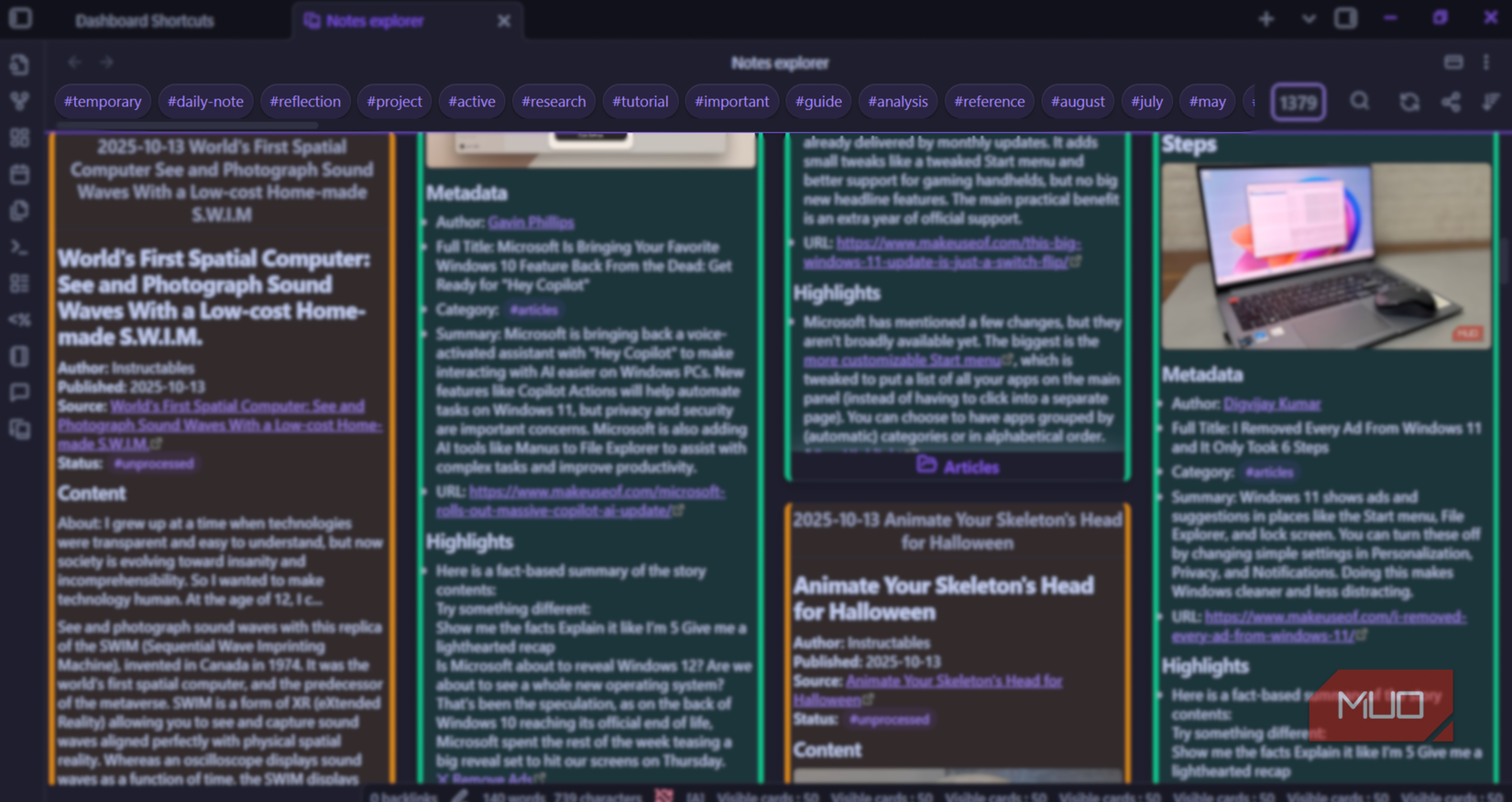 Quick shortcuts using tags