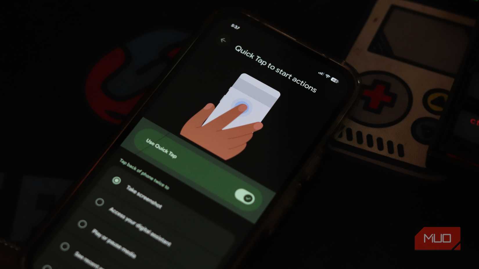 Quick tap to start action setting on Pixel 9a.