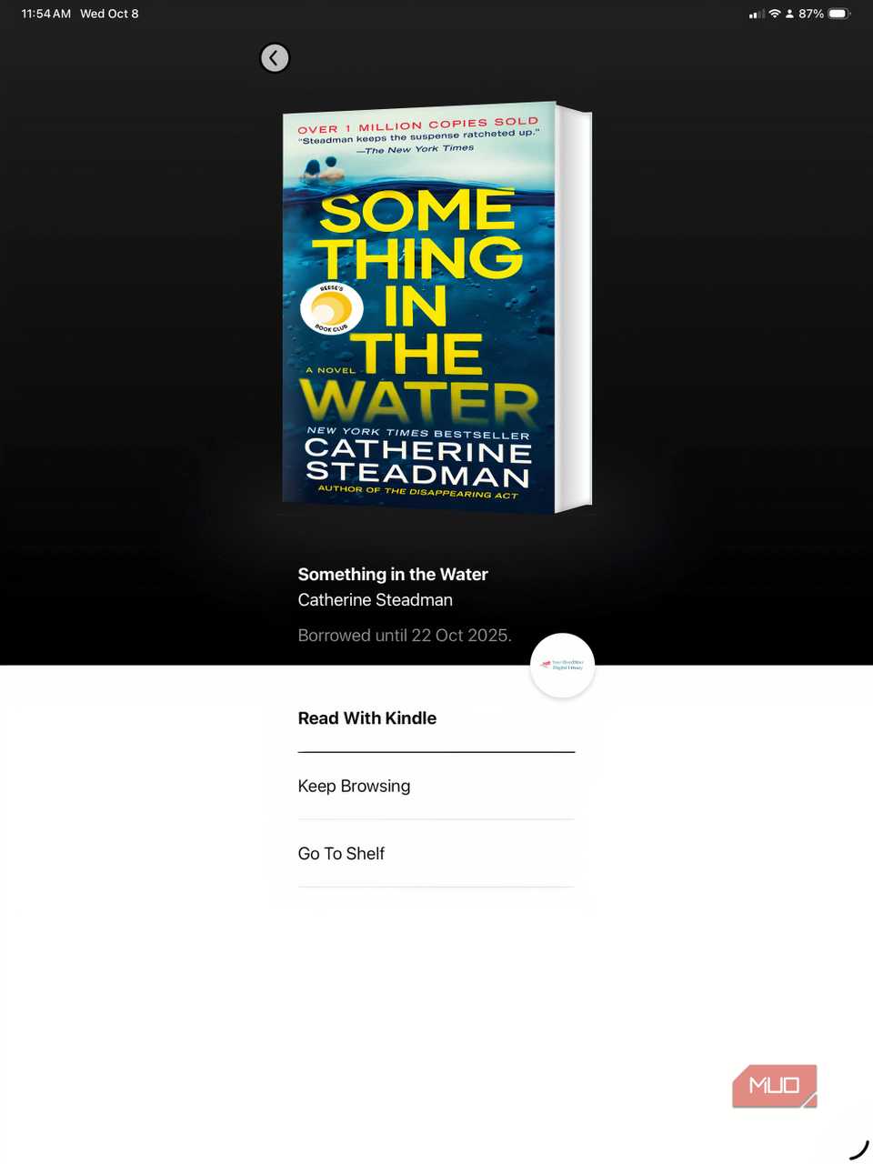 Screenshot showing how to read a borrowed book for Kindle use.