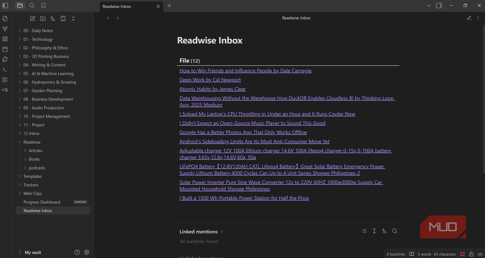 Dedicated Readwise inbox for all unprocessed highlights