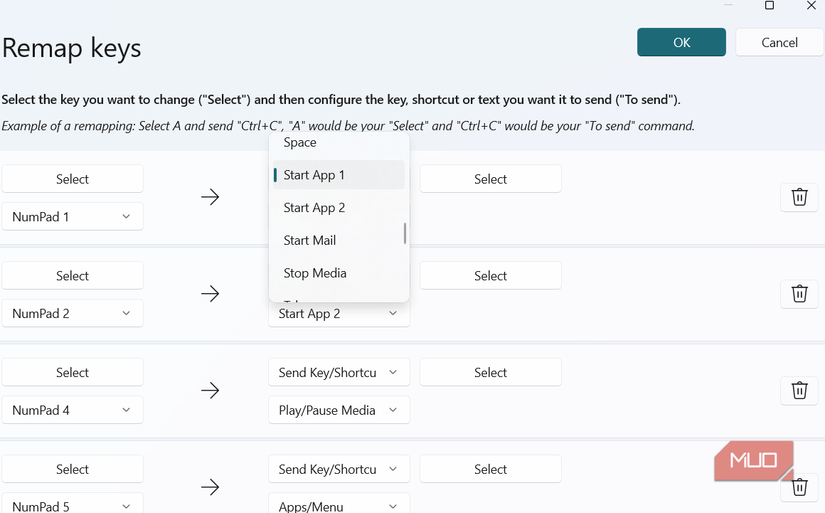 Remapping numpad to open apps