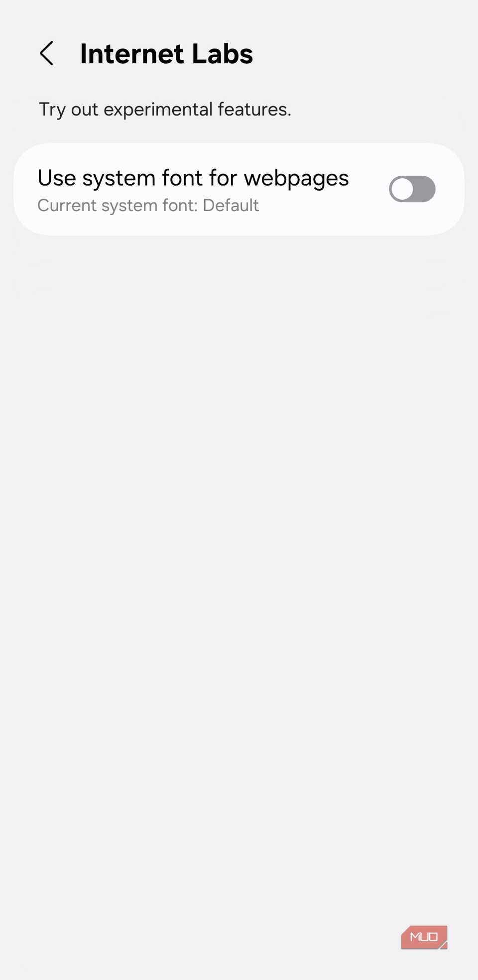 Samsung Internet labs menu on phone