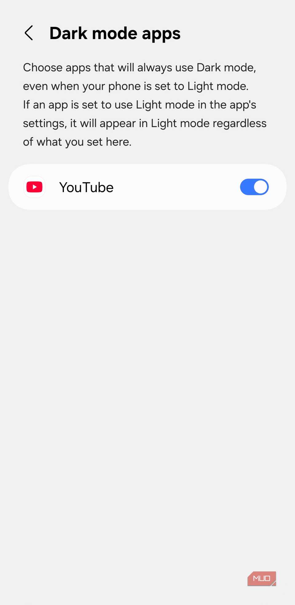 Samsung phone labs menu dark mode apps