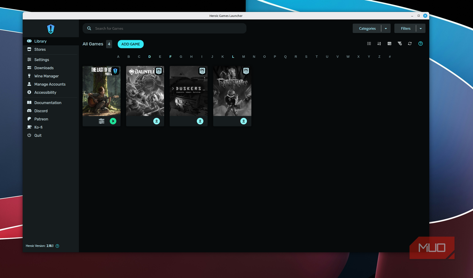 Heroic Games Launcher open on Linux Mint