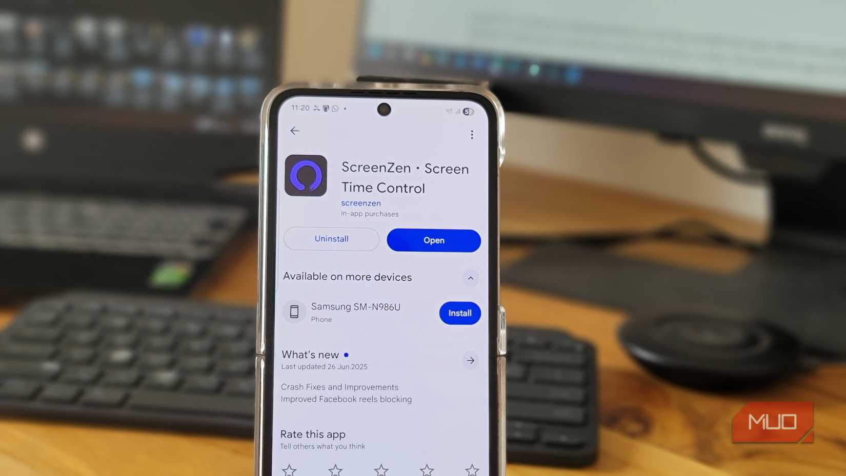 ScreenZen app on Google Play Store open on Z Flip 6