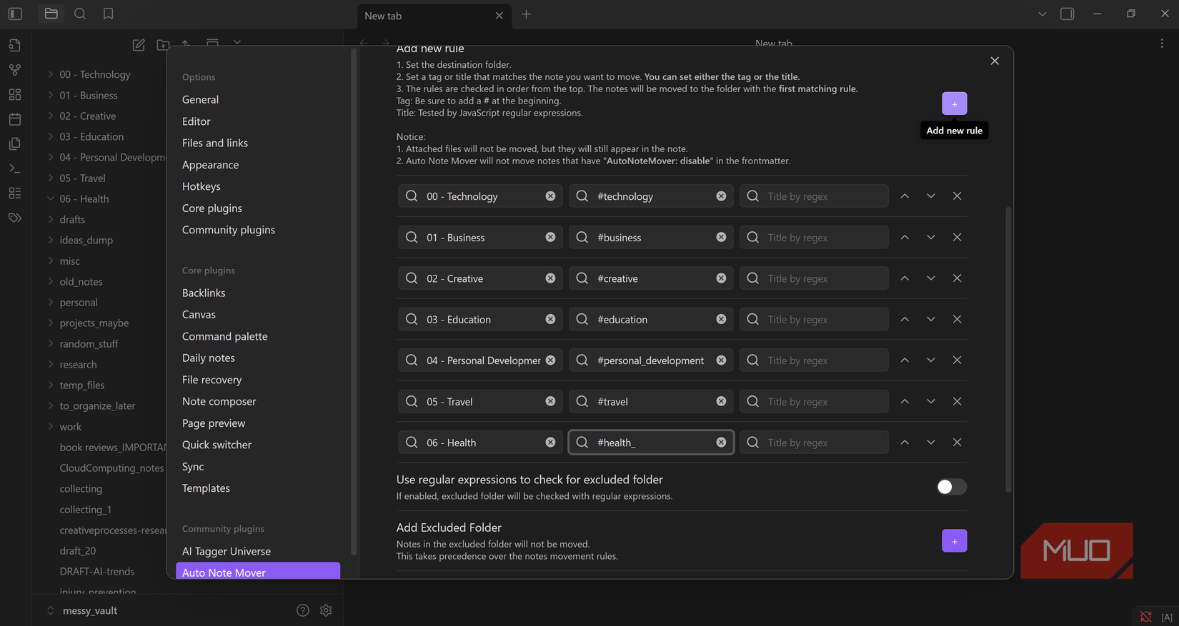 Set sorting rules