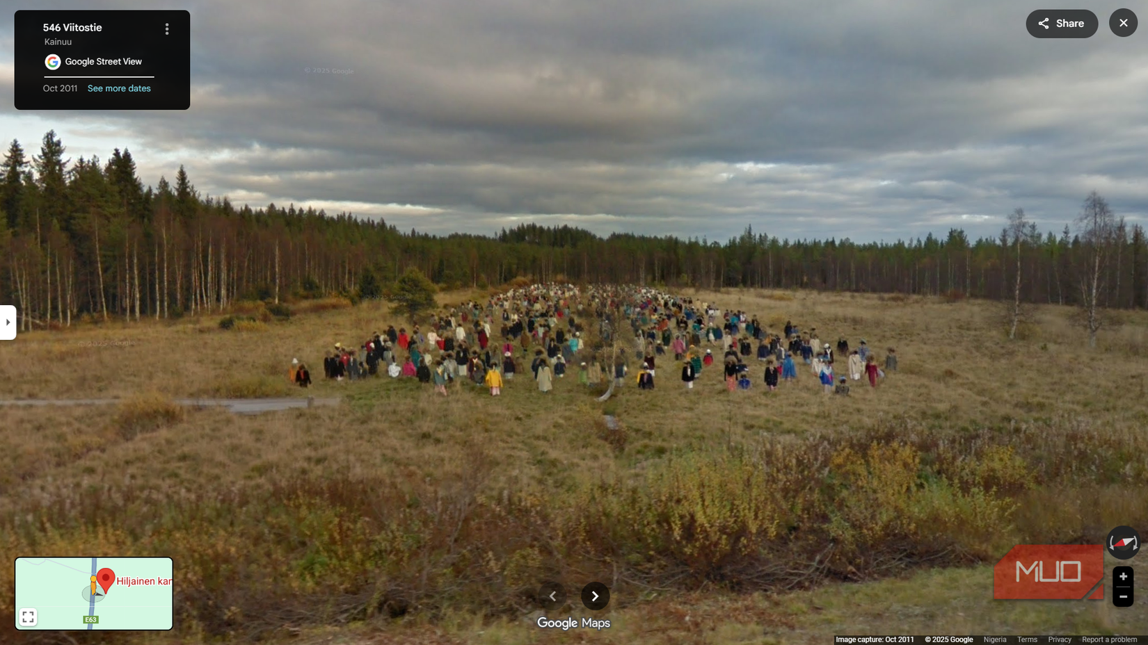 Several hundreds of life-sized figures as seen on Google Maps.