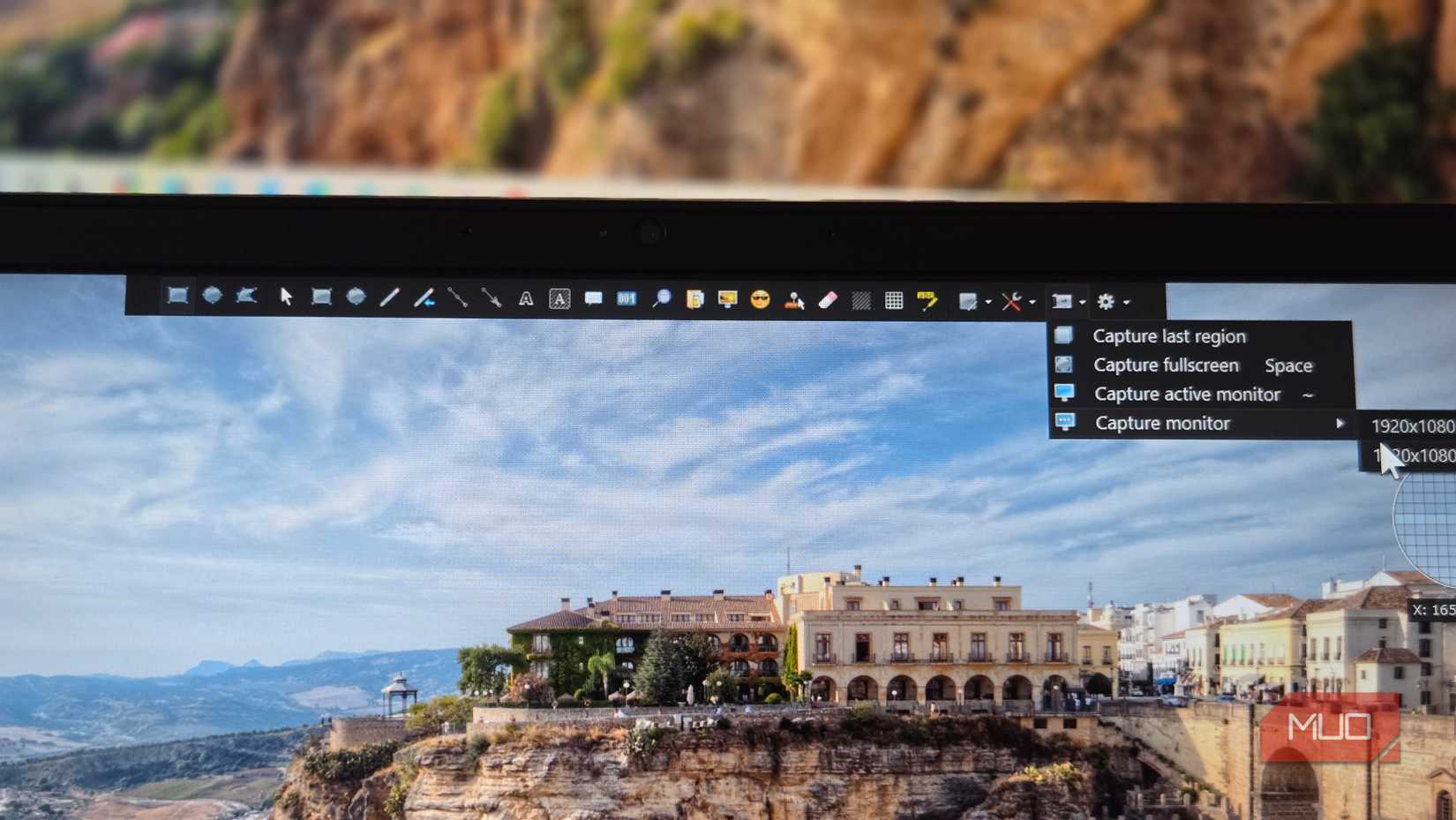 ShareX zoomed in Screen capture toolbar