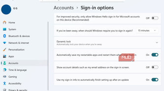 Sign in options on Windows