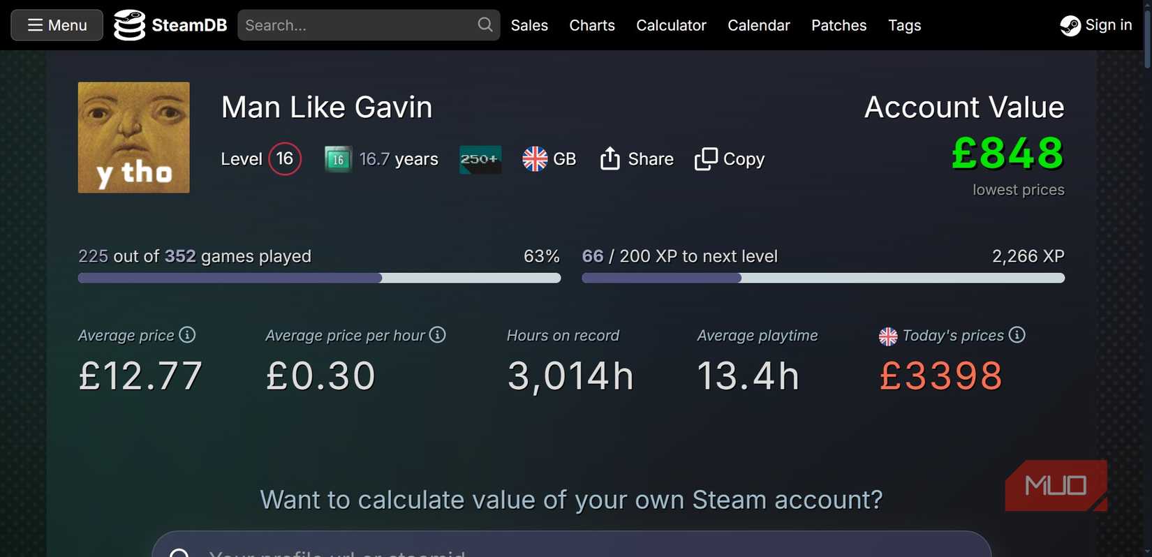 steamdb calculator account value.