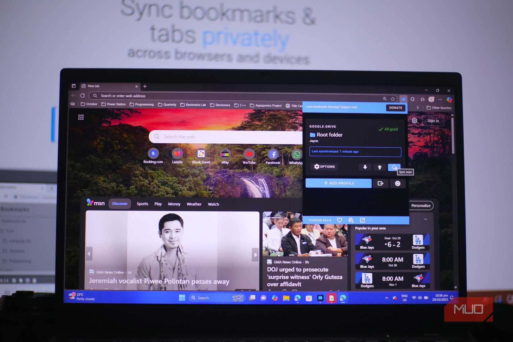 Sync Chrome bookmarks to my Edge browser using Floccus extension