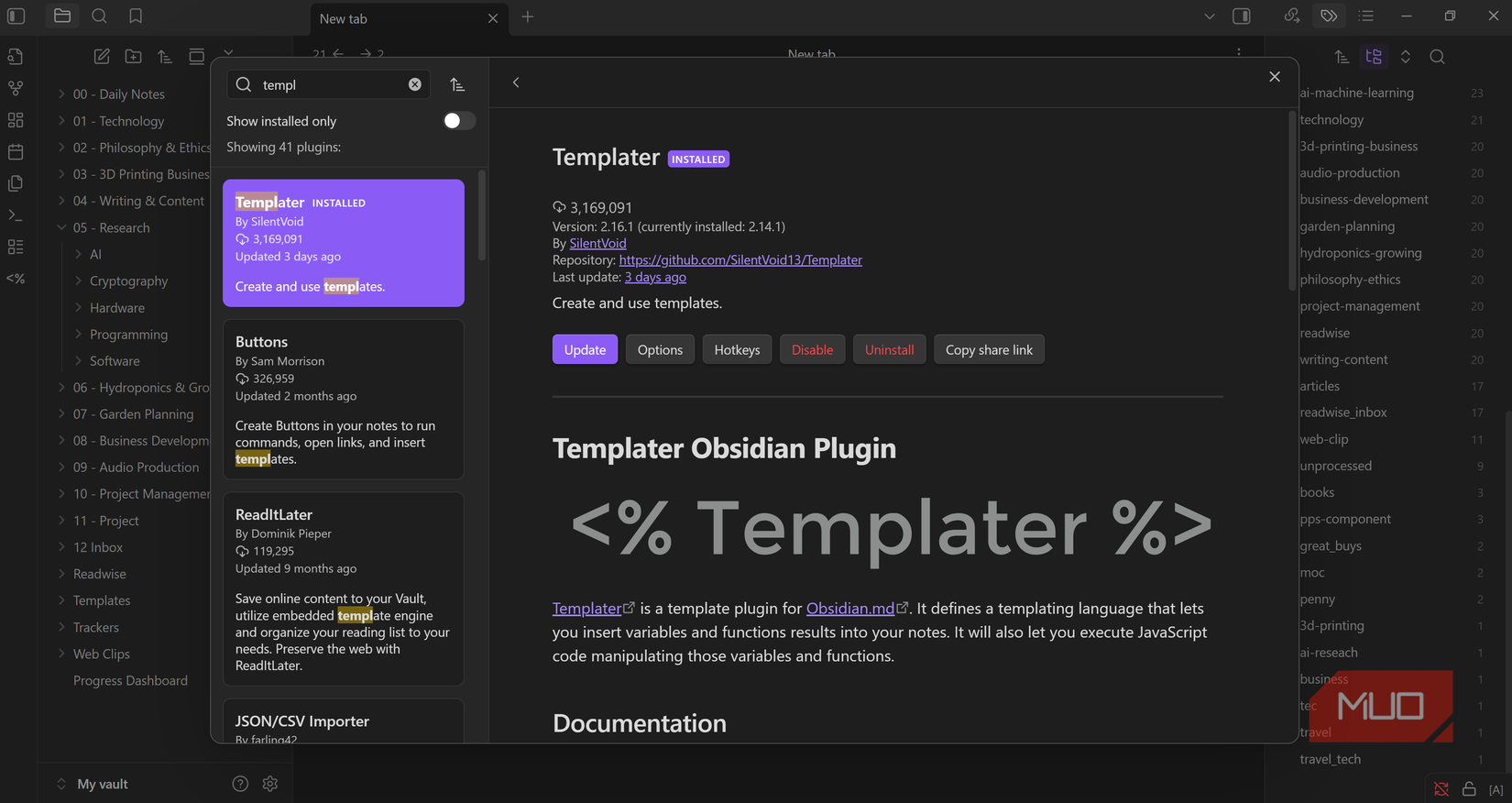Templater Obsidian Plugin