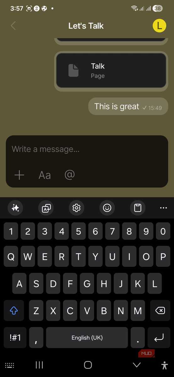 Функция чата в Anytype Интерфейс чата в Anytype