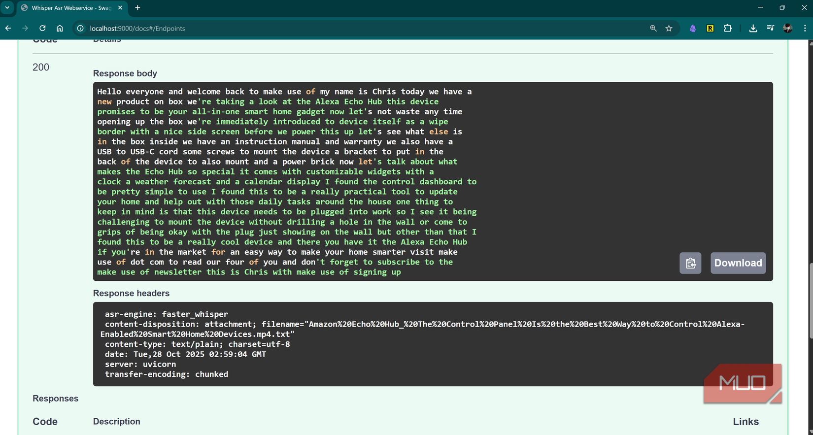 Transcriptions are color coded based on AI confidence