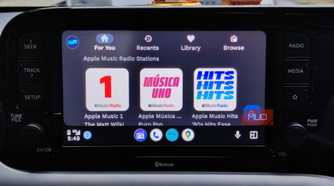 Radio stations on TuneIn Radio on Android Auto.