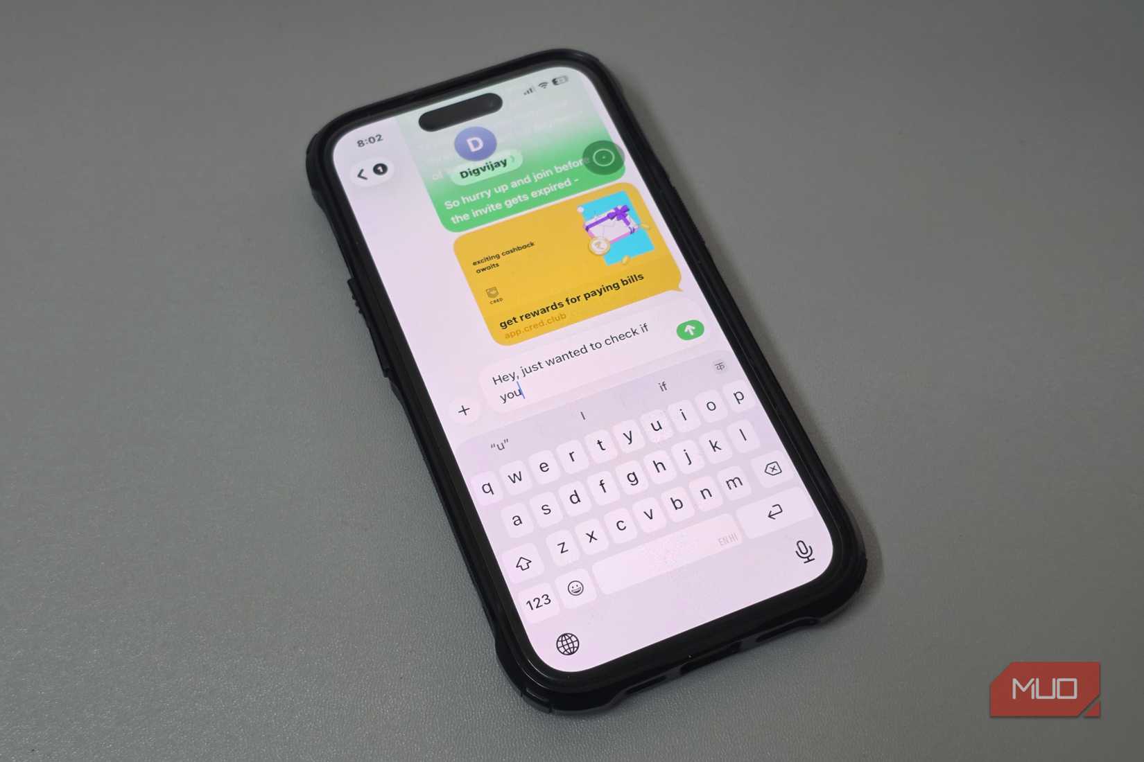 Typing mid-sentence on iPhone keyboard showing lag