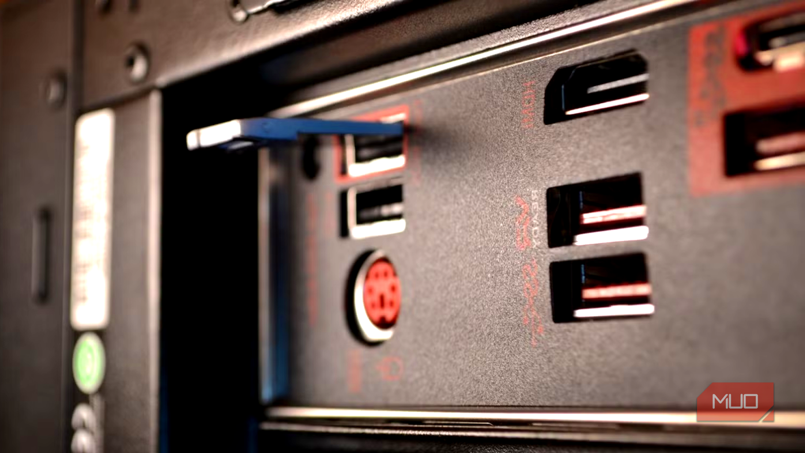 usb flash drive inserted into motherboard flash bios port.