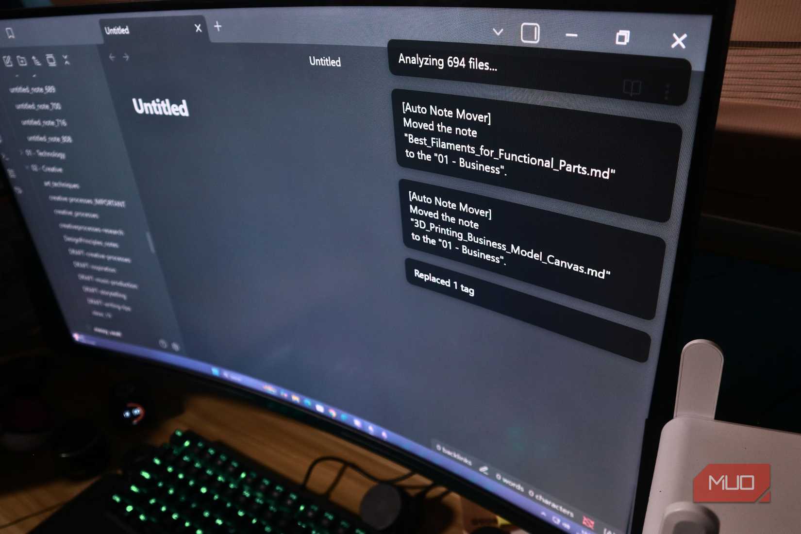 Obsidian on a monitor