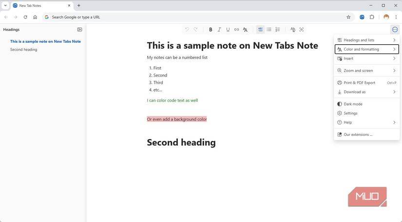 Using the New Tab Notes Chrome extension