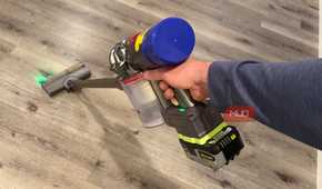 vacuuming with Dyson v8 with ryobi battery