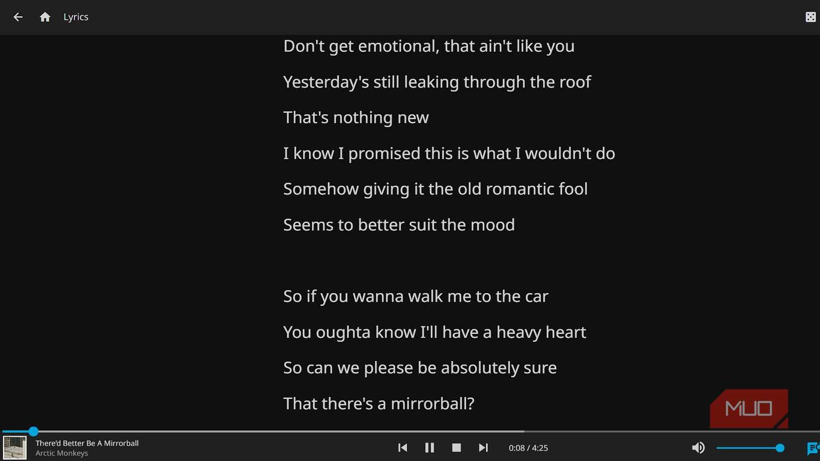 Viewing song lyrics in Jellyfin web client