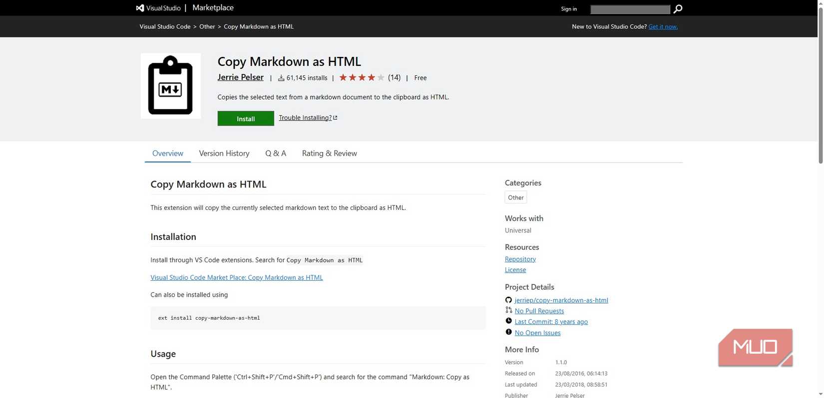 vs code extension markdown to html.