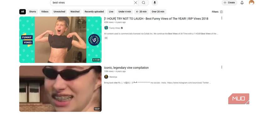 Watch old vines on YouTube