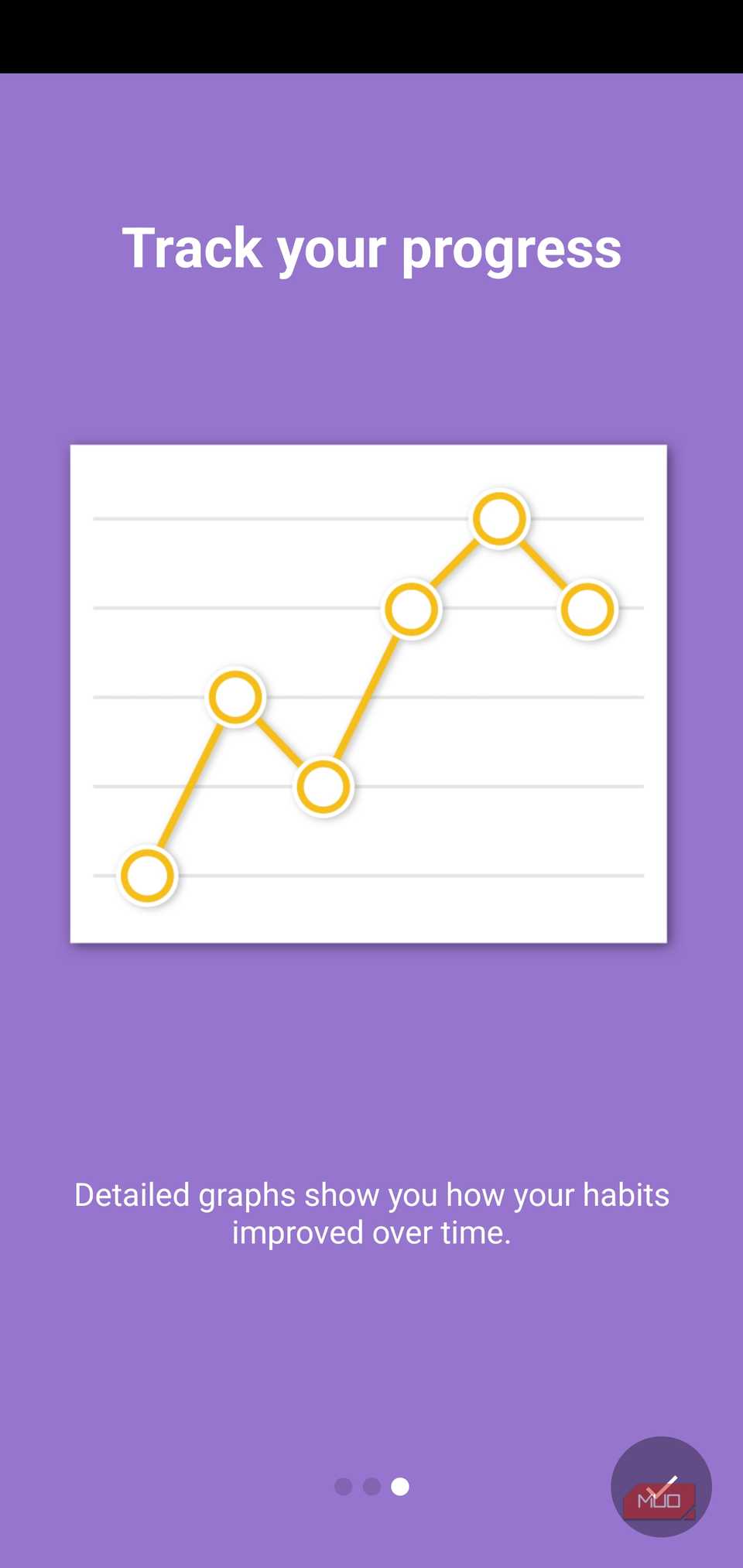 Welcome screen 3 of Loop Habit Tracker app.