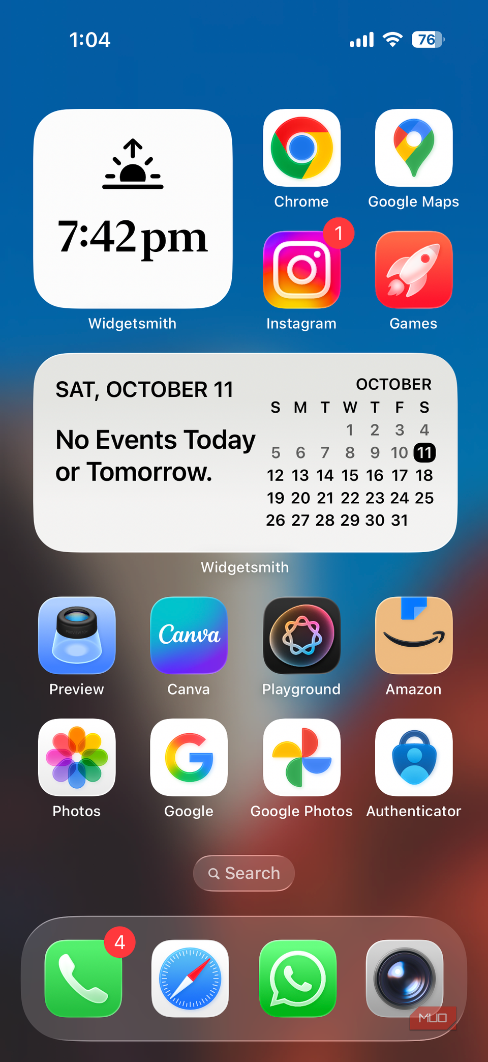 Widgets de Widgetsmith en iPhone