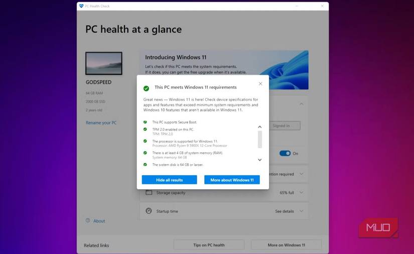 Windows 11 system requirements check