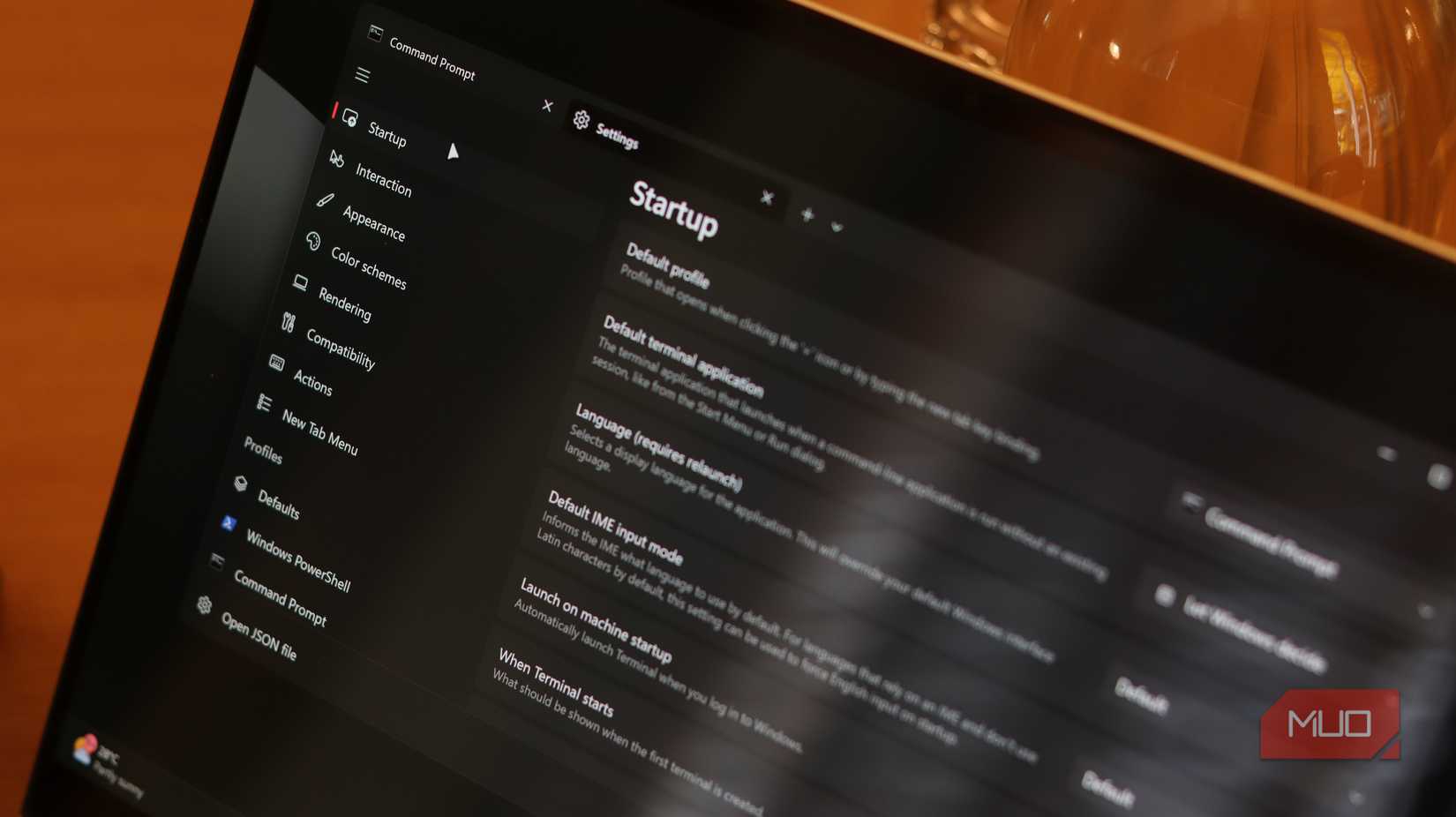 Windows terminal settings interface.