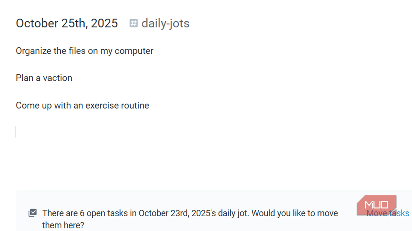 Writing a Jot in Amplenote