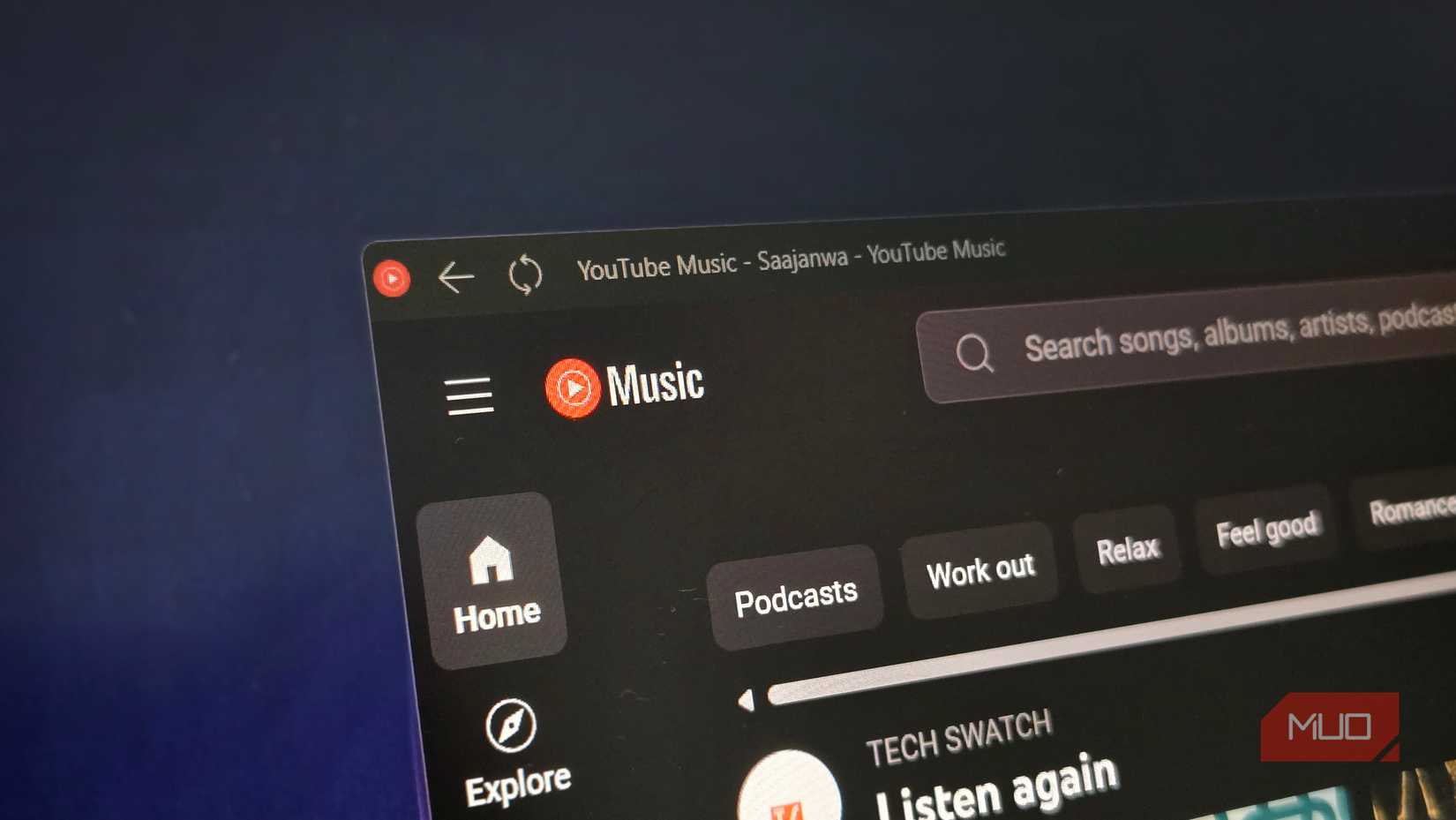 YouTUbe Music logo visible on a closeup shot