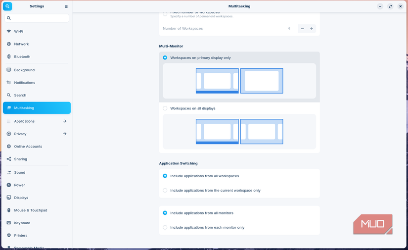 ZOrin OS flexible multitaskiing settings