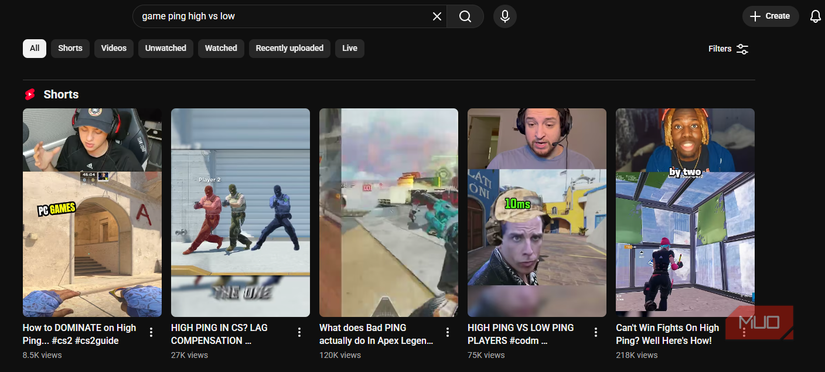 01 YouTube Results Showing Shorts