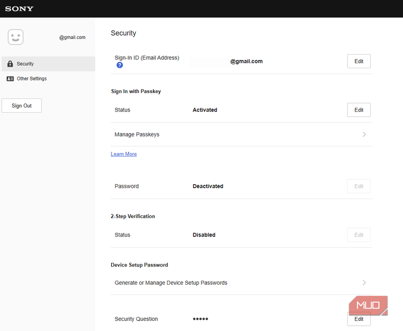 02 Sony Account Security Options