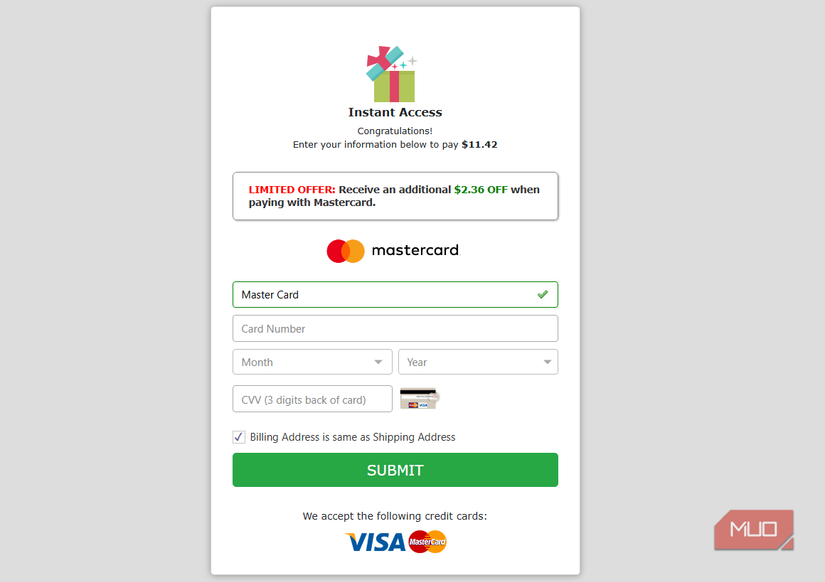 06 Oral B Fake Giveaway Enter Card Details