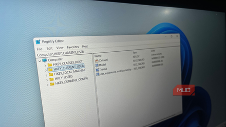 A picture of the Windows Registry Editor