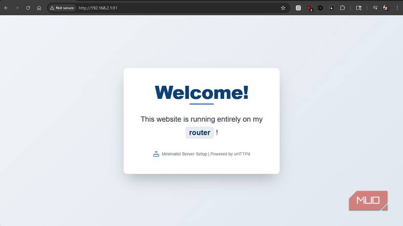 A simple website running on an OpenWRT router