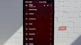 A smartphone displaying the main folder directory of the Material Files app.