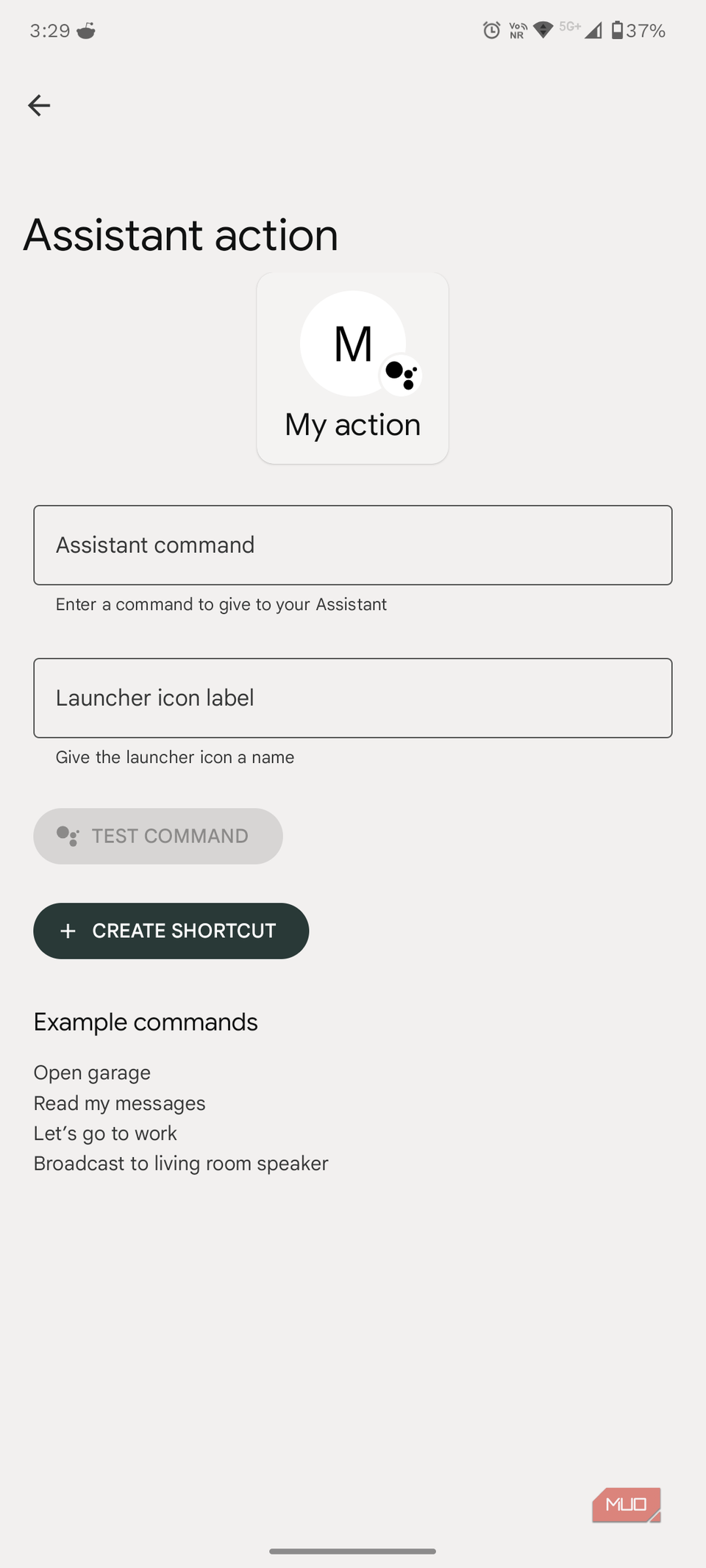 Assistant shortcuts settings within Android Auto settings.