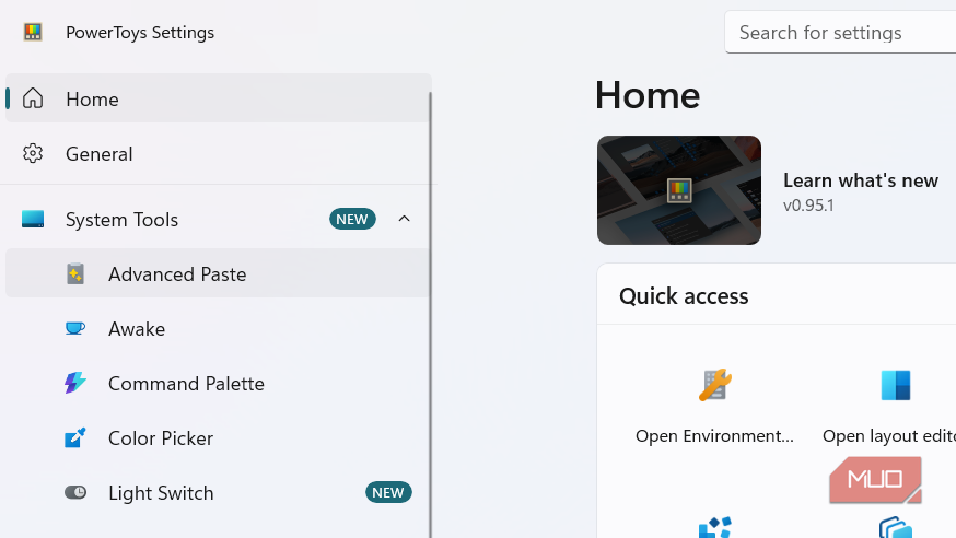 Advanced Paste in PowerToys System Tools.
