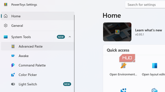 Advanced Paste in PowerToys System Tools.